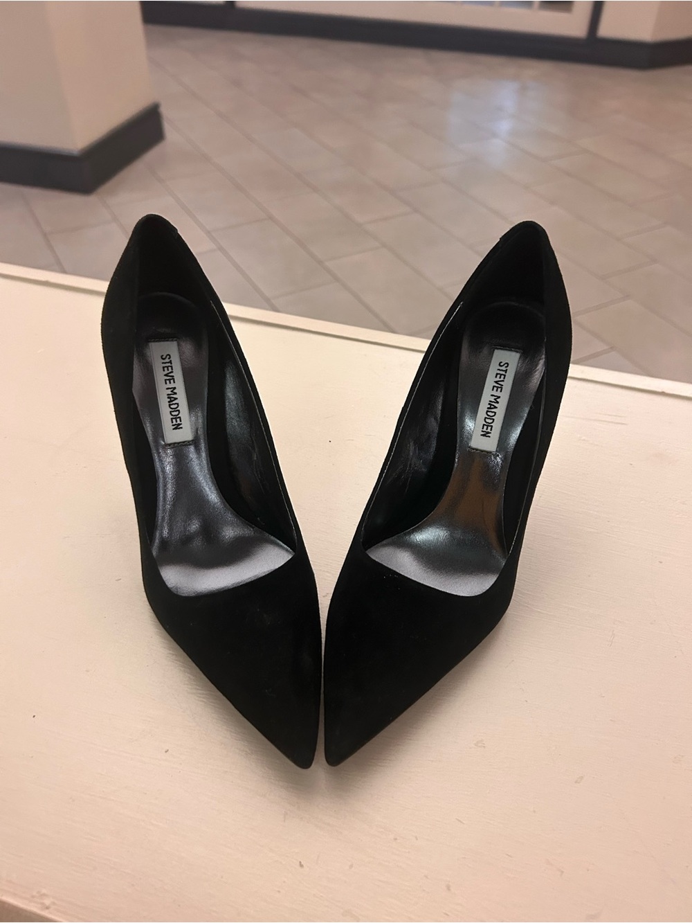 Heels Steve Madden Classic Black Suede Pointed-Toe Heels for Women - Picture 6 of 12